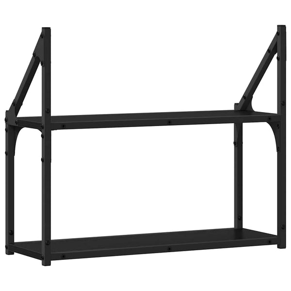 Wandregal Schwarz Eichenoptik 60 cm