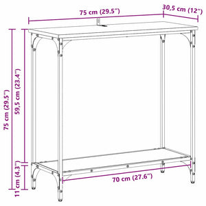 Konsolentisch Altholz mit Regal 75 cm