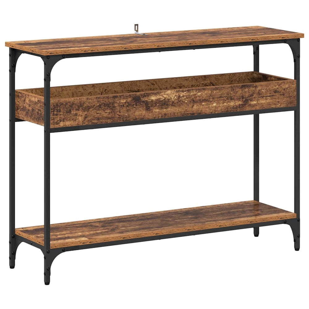 Konsolentisch Altholz mit Regal 100cm