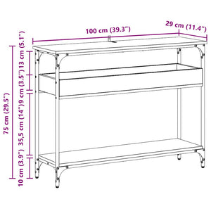Konsolentisch Altholz mit Regal 100cm