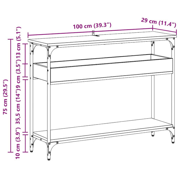 Konsolentisch Altholz mit Regal 100cm