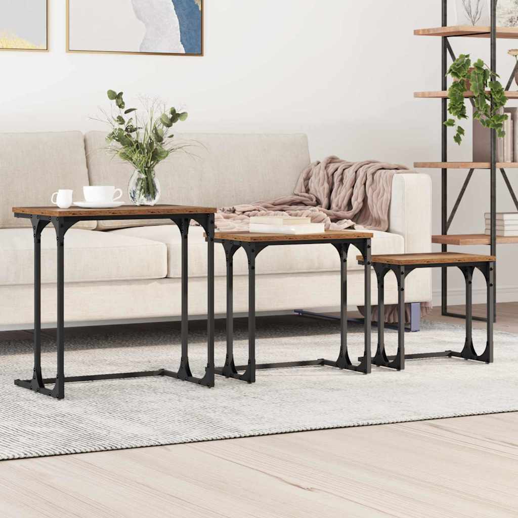 vidaXL Nesting Coffee Table 3 pcs Reclaimed Wood Engineered Wood