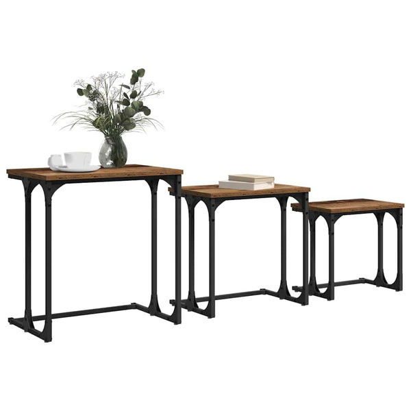 vidaXL Nesting Coffee Table 3 pcs Reclaimed Wood Engineered Wood