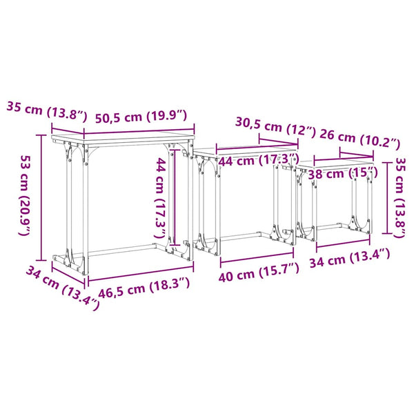 3er-Set Nesting Couchtische Artisan-Eiche