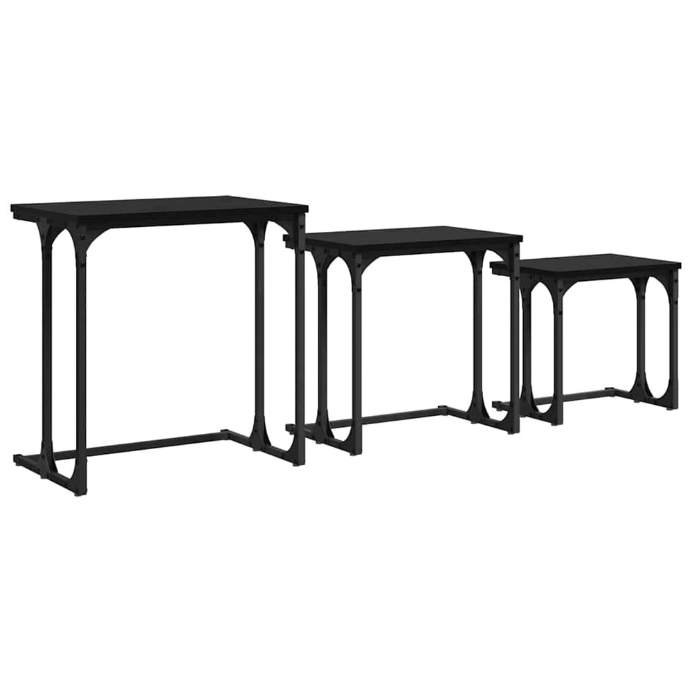 Nesting Couchtisch 3er-Set, Schwarz Eiche