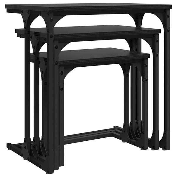 Nesting Couchtisch 3er-Set, Schwarz Eiche