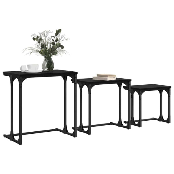 Nesting Couchtisch 3er-Set, Schwarz Eiche