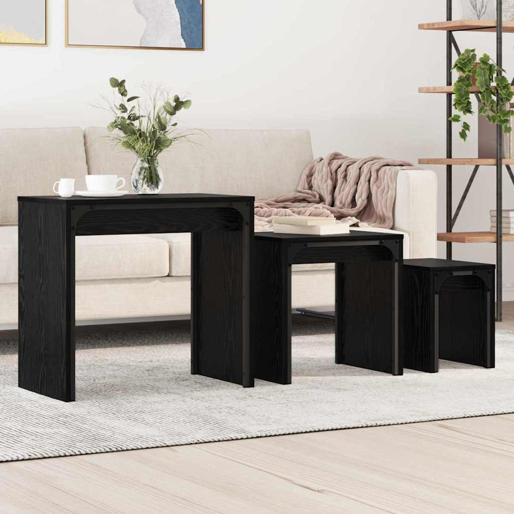 Couchtisch 3er Set Schwarz Eiche