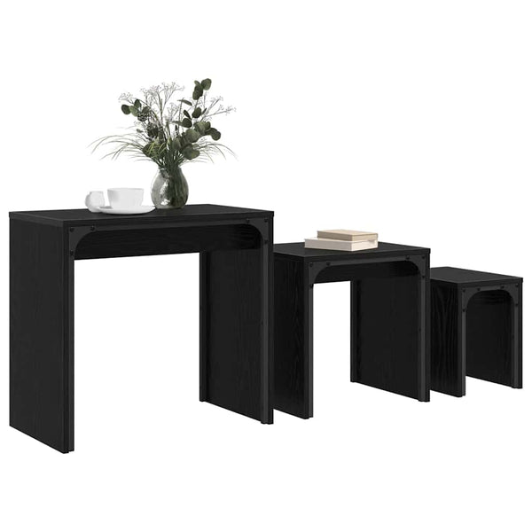 Couchtisch 3er Set Schwarz Eiche