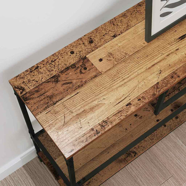 Konsolentisch Altholz mit Regal 100cm