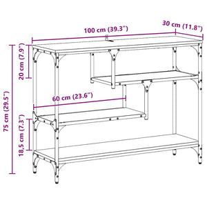 Konsolentisch Altholz mit Regal 100cm