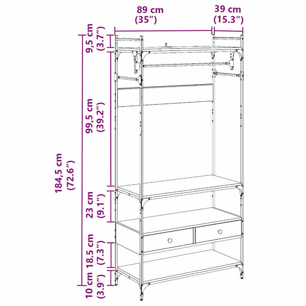 Kleiderschrank Altholz, 89 cm breit