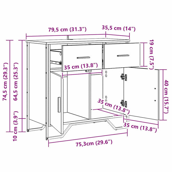 Sideboard Altholz mit Schubladen