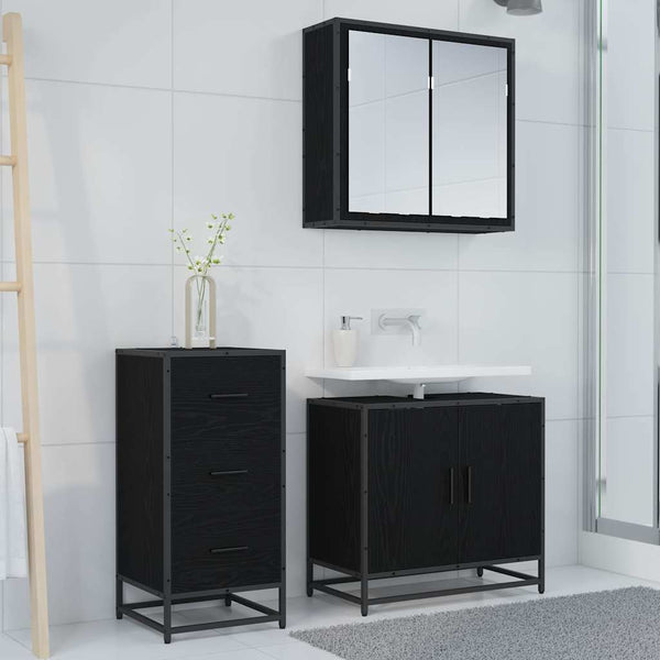 Schwarzes Sideboard Eichenoptik, 76 cm