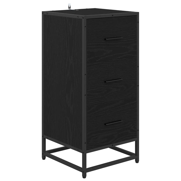 Schwarzes Sideboard Eichenoptik, 76 cm