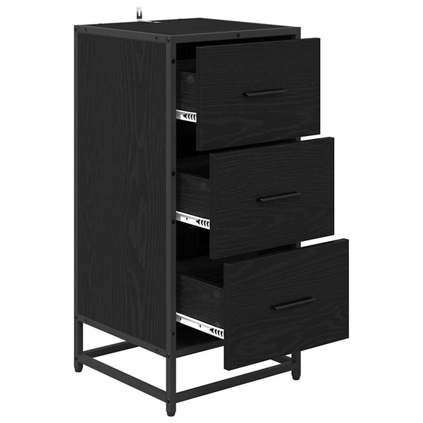 Schwarzes Sideboard Eichenoptik, 76 cm