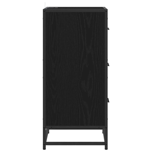 Schwarzes Sideboard Eichenoptik, 76 cm