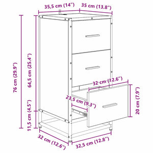 Schwarzes Sideboard Eichenoptik, 76 cm
