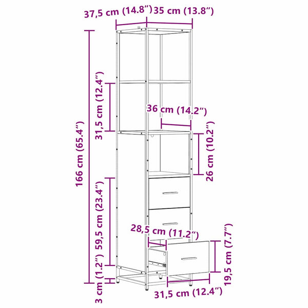 Badezimmermöbel-Set Altholz 35x37,5x166cm