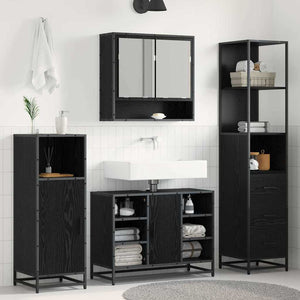 Badezimmermöbel Set Schwarz Eiche 35x37,5x166cm