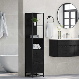 Badezimmermöbel Set Schwarz Eiche 35x37,5x166cm