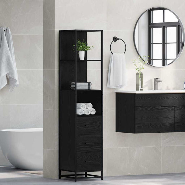 Badezimmermöbel Set Schwarz Eiche 35x37,5x166cm