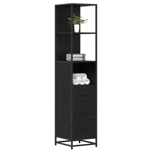 Badezimmermöbel Set Schwarz Eiche 35x37,5x166cm