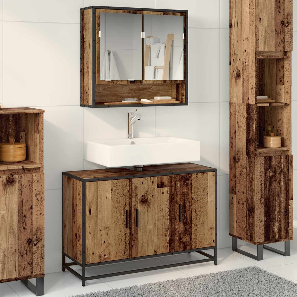 Badezimmerschrank Altholz 90x60 cm