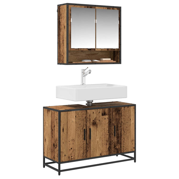 Badezimmerschrank Altholz 90x60 cm