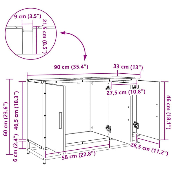 Badezimmerschrank Altholz 90x60 cm