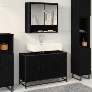 Badezimmerschrank Schwarz Eiche 90x33x60 cm