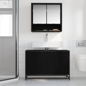 Badezimmerschrank Schwarz Eiche 90x33x60 cm