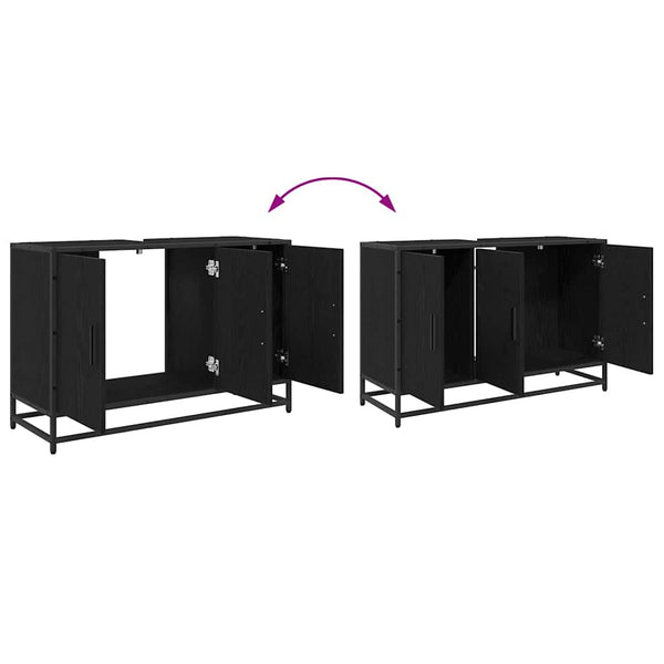 Badezimmerschrank Schwarz Eiche 90x33x60 cm