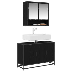Badezimmerschrank Schwarz Eiche 90x33x60 cm