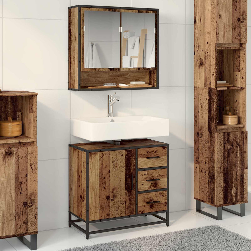 Badezimmerschrank Altholz 65x33x60cm