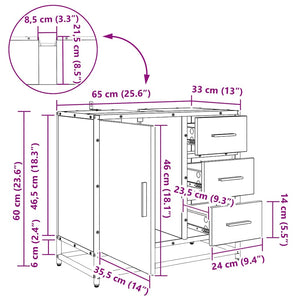 Badezimmerschrank Altholz 65x33x60cm