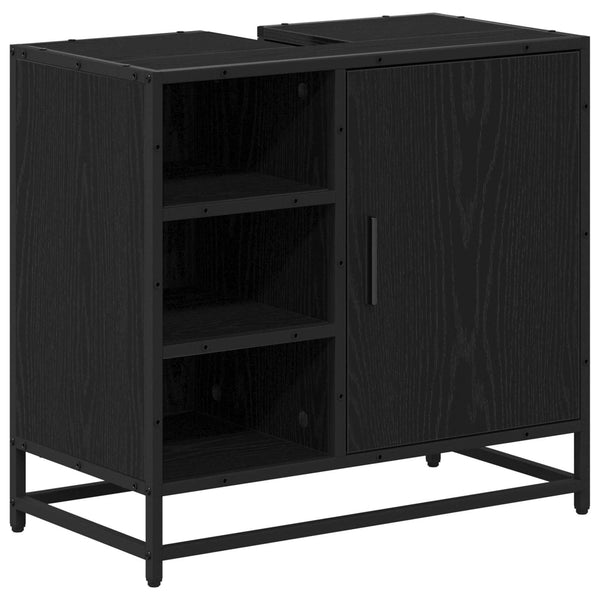 Badschrank Schwarz Eichen-Optik, 65 cm