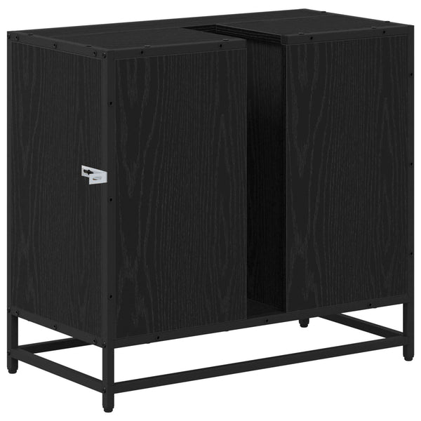 Badschrank Schwarz Eichen-Optik, 65 cm