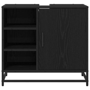 Badschrank Schwarz Eichen-Optik, 65 cm