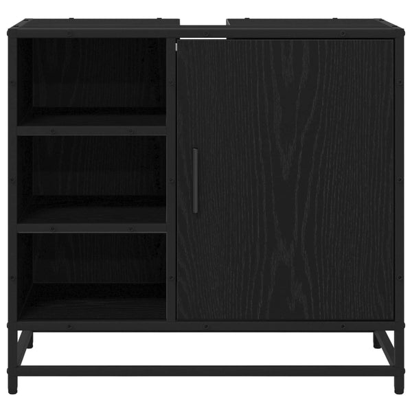 Badschrank Schwarz Eichen-Optik, 65 cm