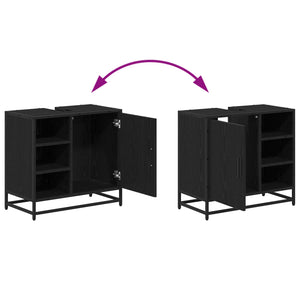 Badschrank Schwarz Eichen-Optik, 65 cm