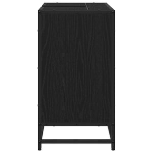 Badschrank Schwarz Eichen-Optik, 65 cm