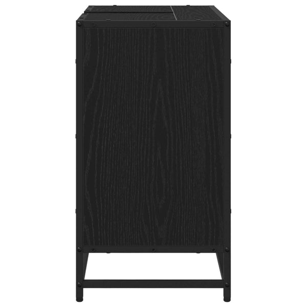 Badschrank Schwarz Eichen-Optik, 65 cm