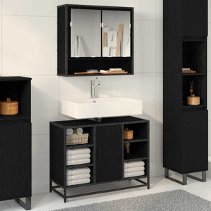 Badezimmerschrank Schwarz Eiche 80cm