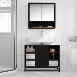Badezimmerschrank Schwarz Eiche 80cm