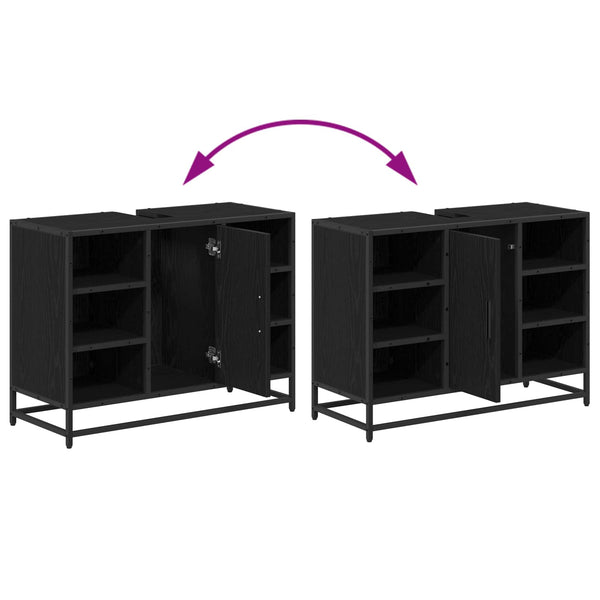 Badezimmerschrank Schwarz Eiche 80cm