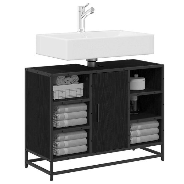 Badezimmerschrank Schwarz Eiche 80cm