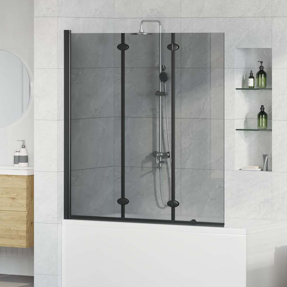 Schwarze Bad Duschwand aus Glas 130x138cm