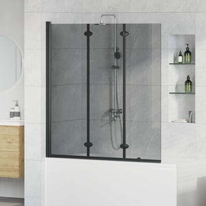 Schwarze Bad Duschwand aus Glas 130x138cm