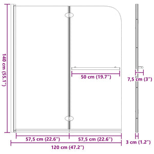 Dunkle Duschabtrennung Transparent 95x140 cm